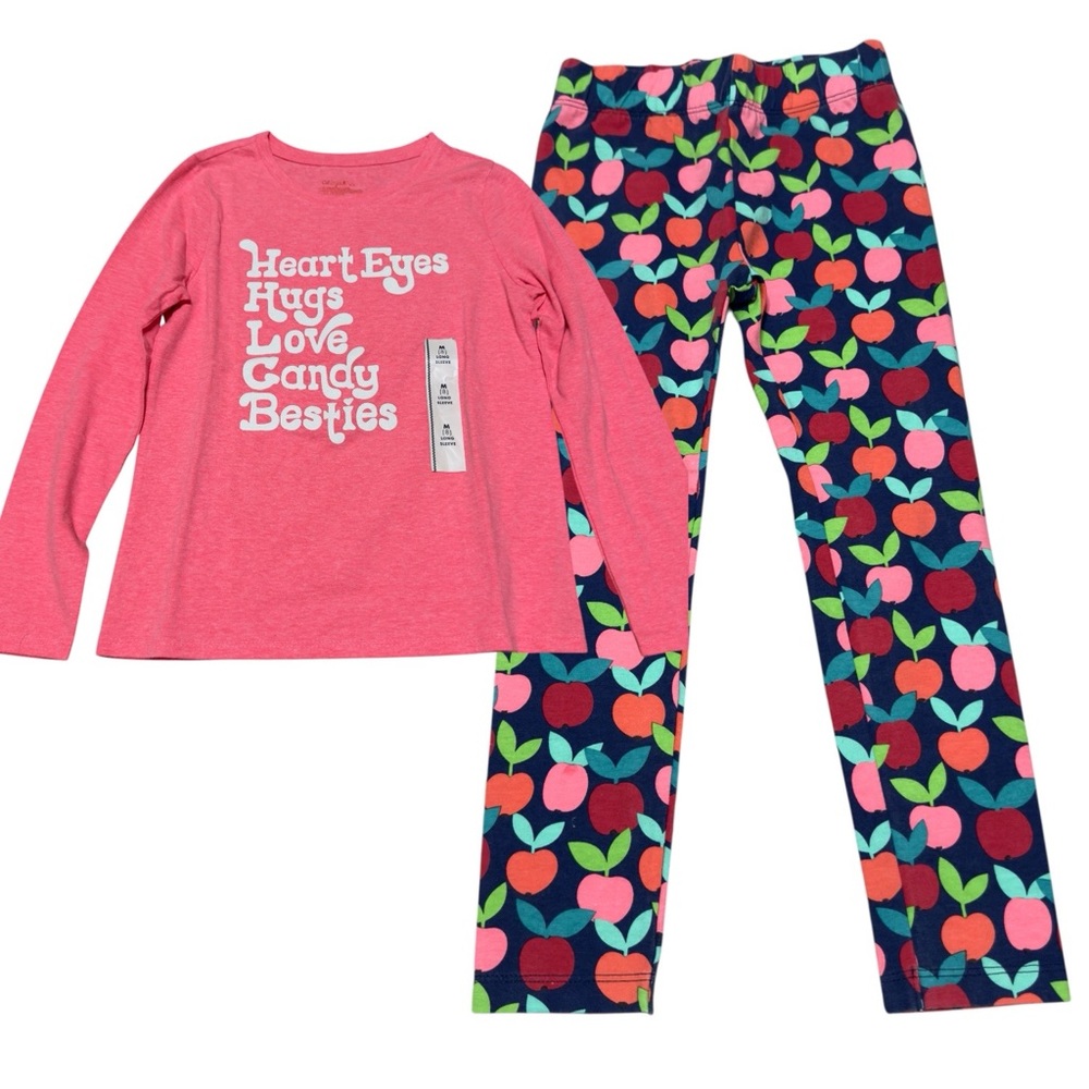 Size 8 Girls Matching Set Valentine’s Day School Long Sleeve Leggings